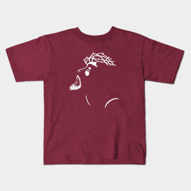 Jesus Christ Face Silhouette Kids T-Shirt by JILINRI